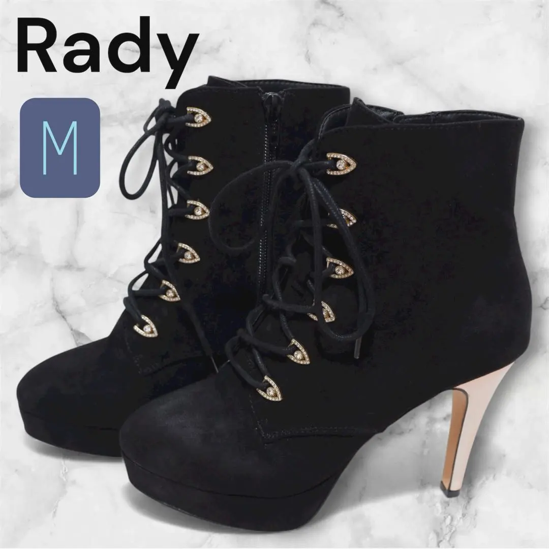 Thumbnail of Rady Lace-up Short Boots, Size M, Stiletto Heels, Black