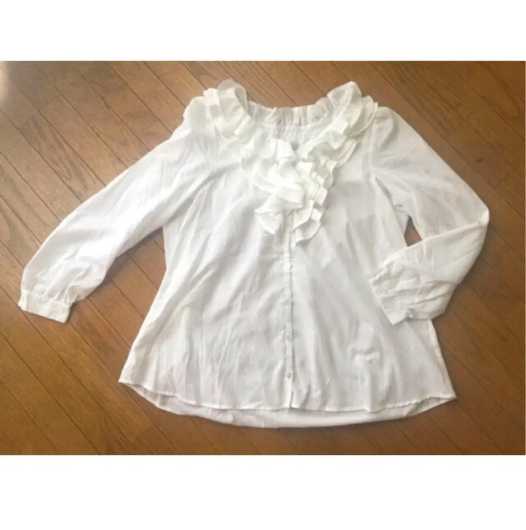 Thumbnail of n'Or Noir Label Frill Shirt White Long Sleeve Frilly Fluffy