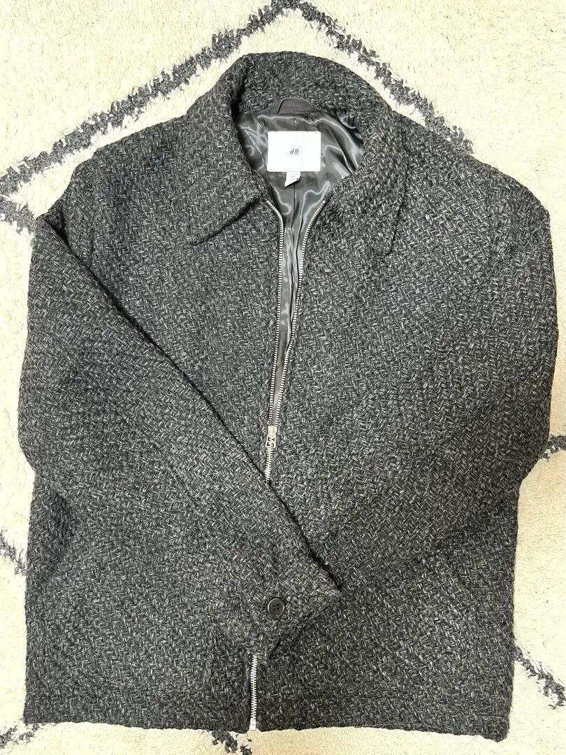 Thumbnail of [Excellent Condition] H&M Zip-Up Tweed Jacket, Gray, Size L Equivalent