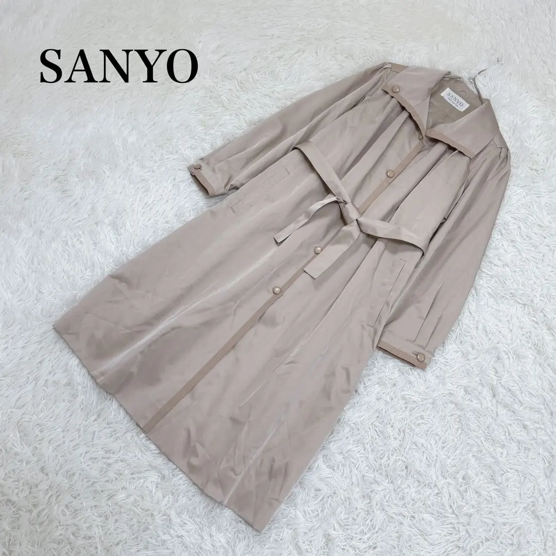 Thumbnail of Sanyo Trench Coat, Belted, Long Length, Solid Beige, Lined