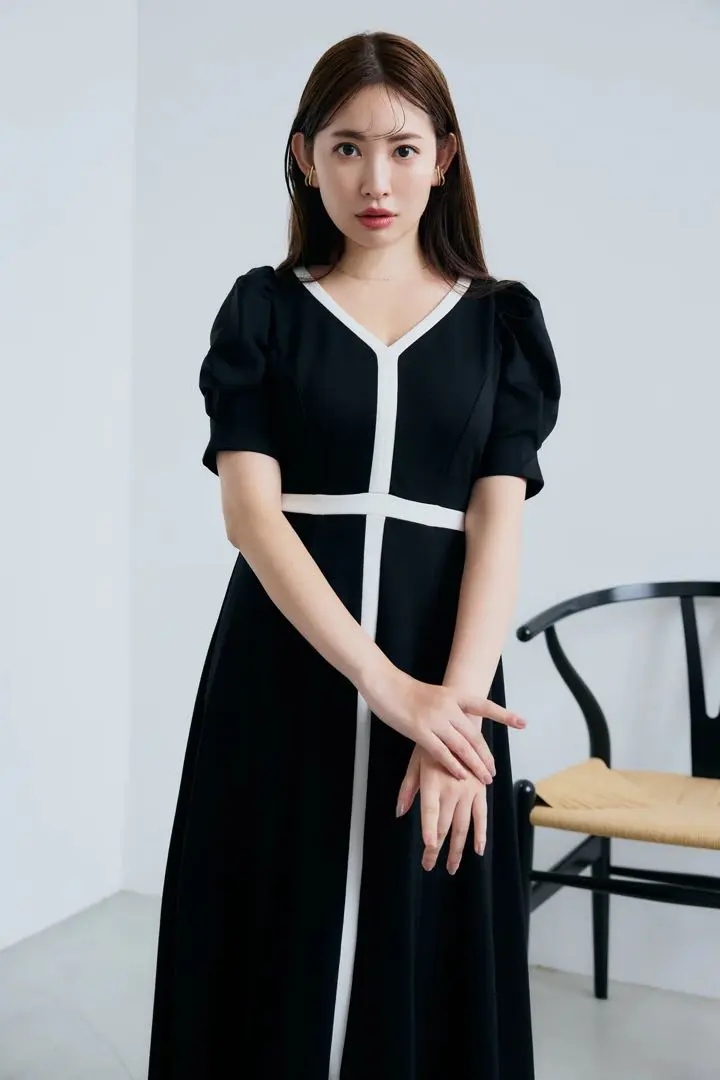 ワンピース herlipto Puff Sleeve Jersey Dress Troncais Puff Sleeve Dress