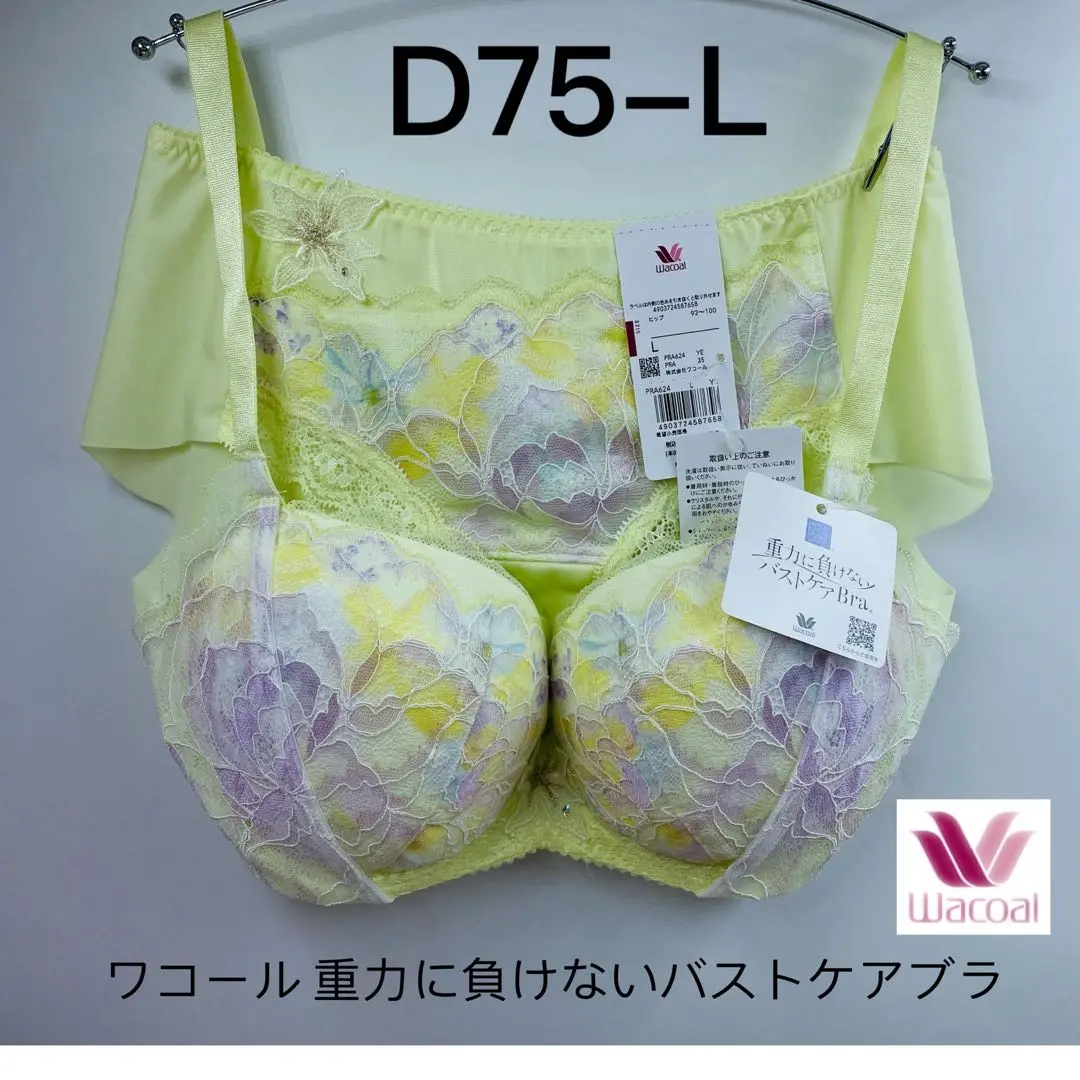 D75/L☆フラワー刺繍☆ノンワイヤーブラジャーショーツ