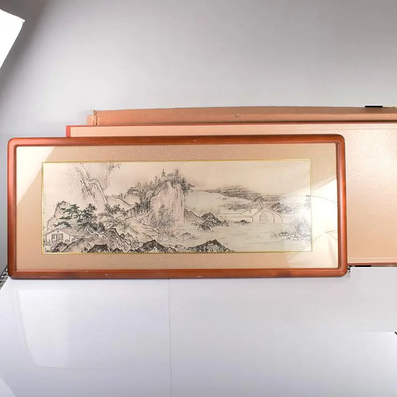 工芸品　復刻　国宝　雪舟筆　四季山水図　秋渓石橋の景　額装　N 4119C e国宝 - 四季山水図（秋）