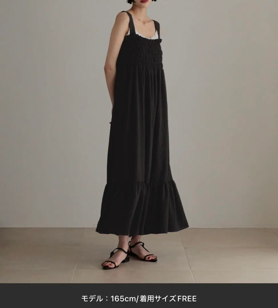 LOWRYS FARM 兩穿式抓皺洋裝 黑色 的縮圖