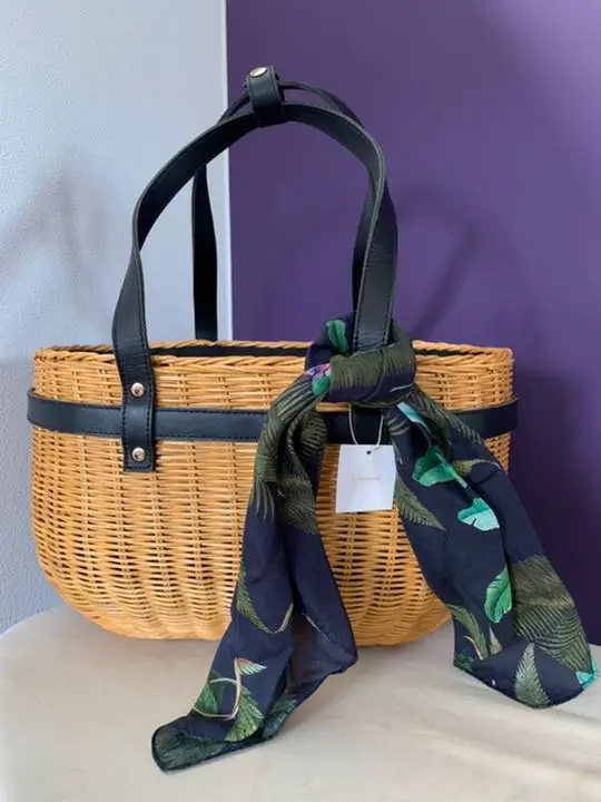 DESIGNWORKS カゴバッグ 送料無料//SASHIKO STITCH SQUARE BASKET（dottodotオリジナル