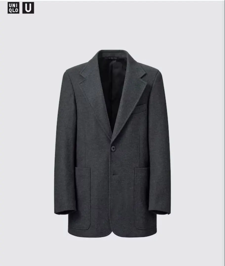 美品✨ UNIQLO U 針織西裝外套 深灰色 S 尺寸 的縮圖
