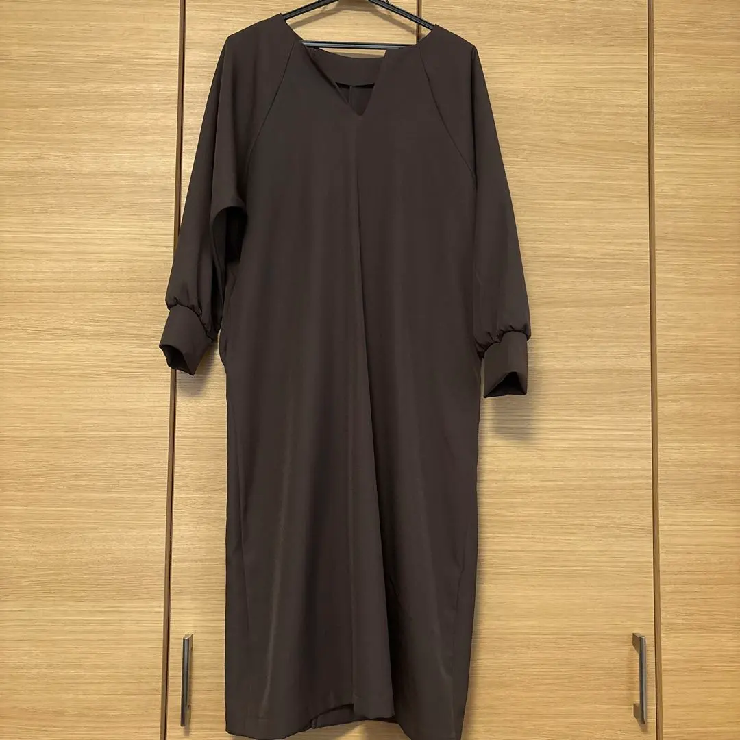 Thumbnail of Dark brown V-neck dress, size M
