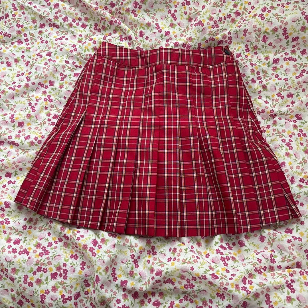 Thumbnail of Red check pleated skirt