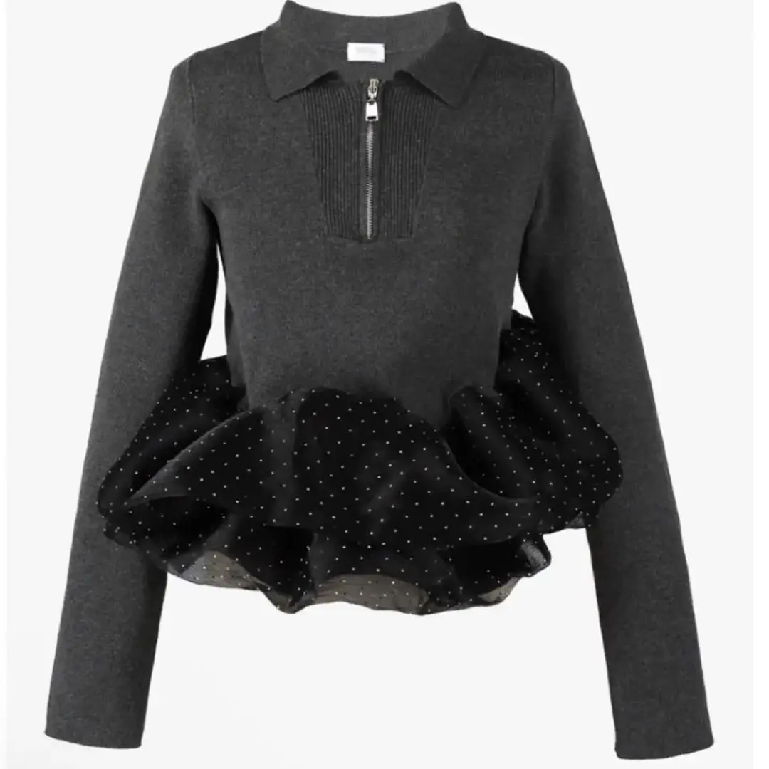 Bibiy. lisa pepuramu knit フリル付きセーター BIBIY. MADE | LISA PEPURAMU KNIT SILVER｜Bibiy.