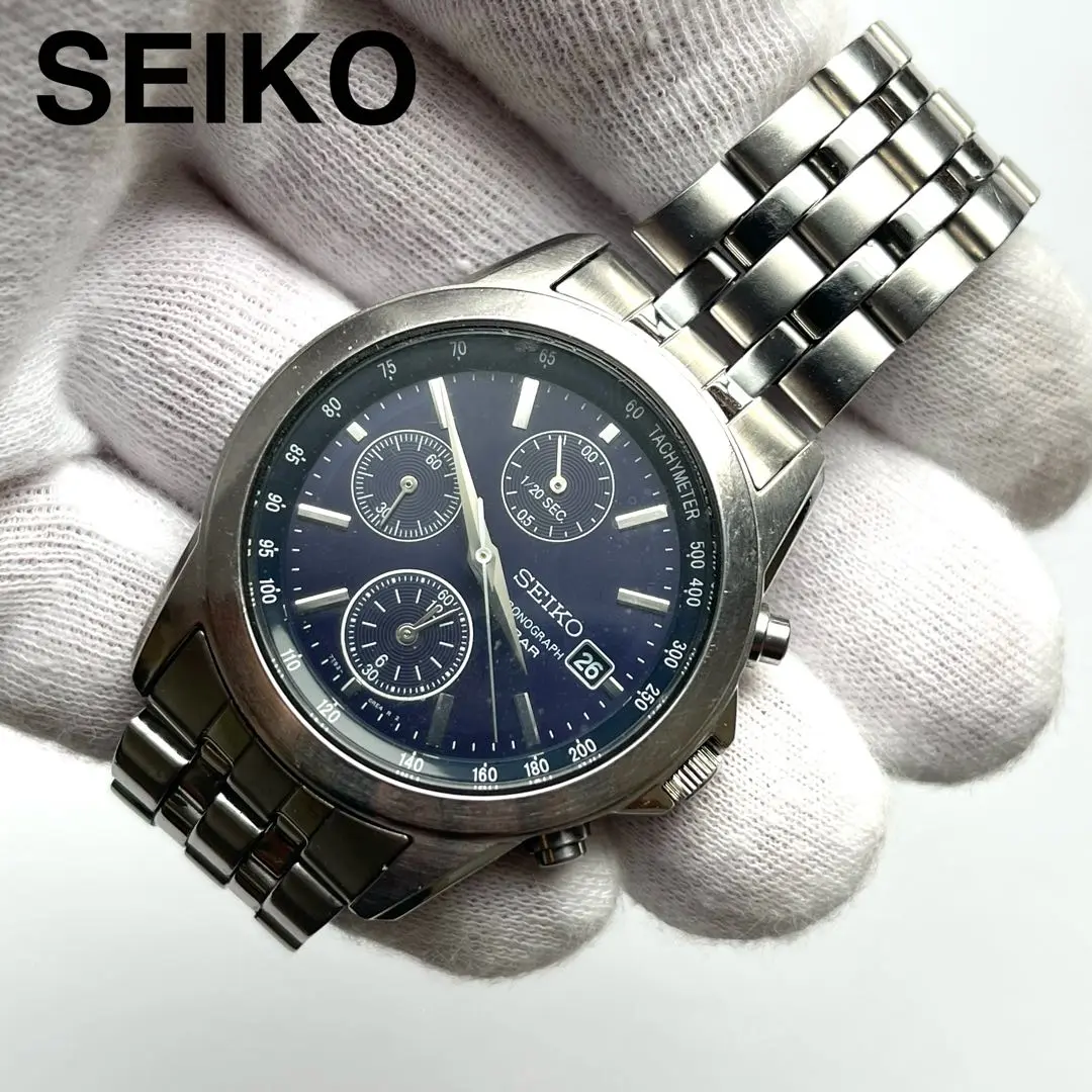 電池交換済　美品　SEIKO クロノグラフ ネイビー　7T92-0LH0 デイト 2025年最新】7T92-0LH0の人気アイテム - メルカリ