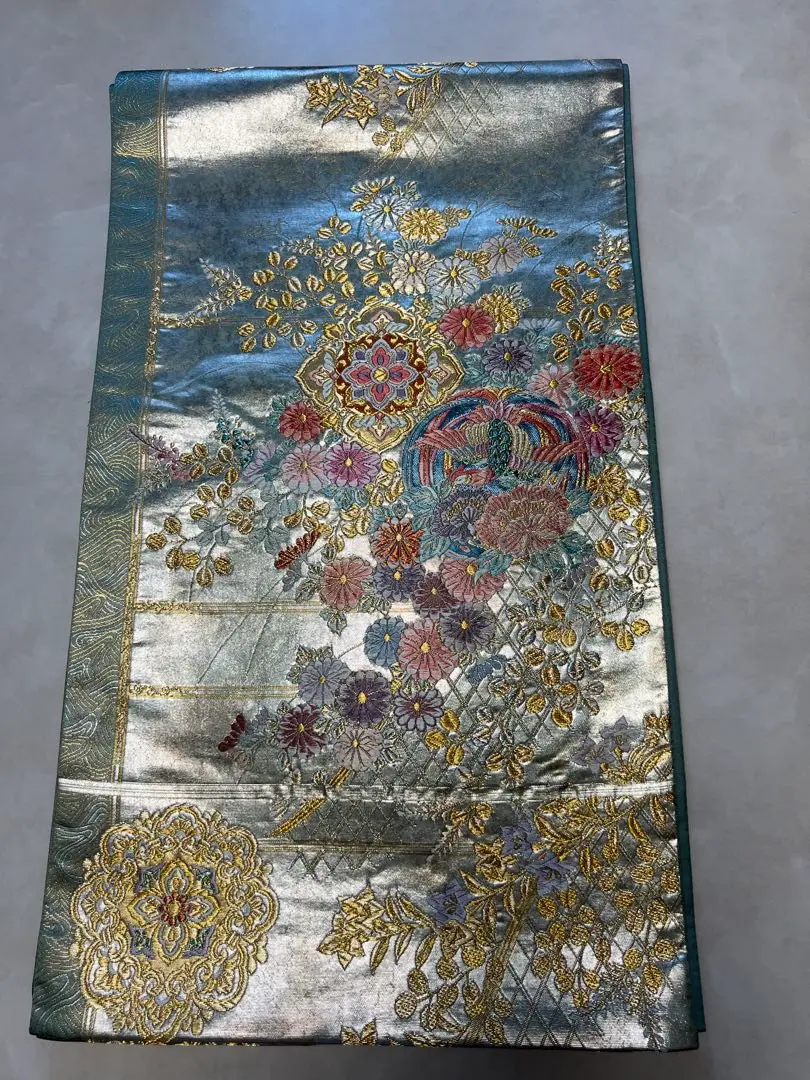 アンティーク　袋帯　昼夜帯　金陵　着物　帯　007k アンティーク【如源 金陵】 大正ロマン 刺繍 昼夜帯 Q013