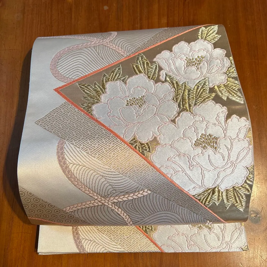 Thumbnail of Price reduced! Obi (sash) - Kohaku Donko (Amber Brocade) - Genuine 24K Gold Leaf