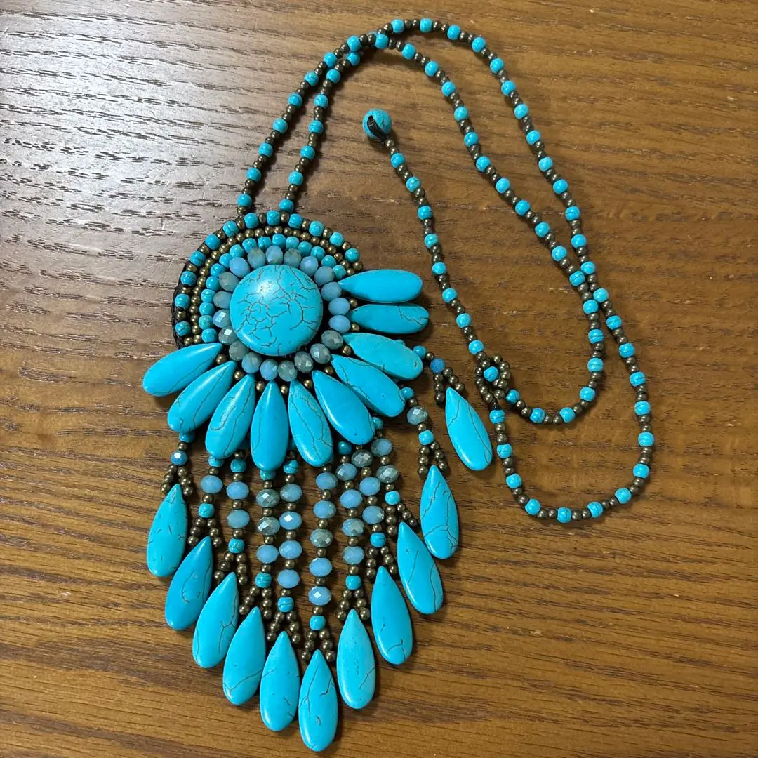 Thumbnail of Turquoise-style fringe necklace, purchased in Singapore