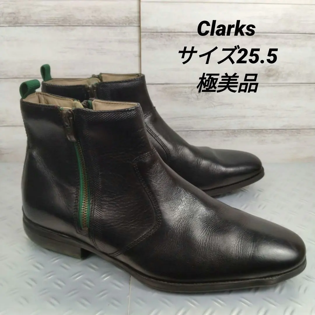 Thumbnail of Clarks ☆ Excellent Condition Extra Sole Genuine Leather Double Zip Short Boots 25.5