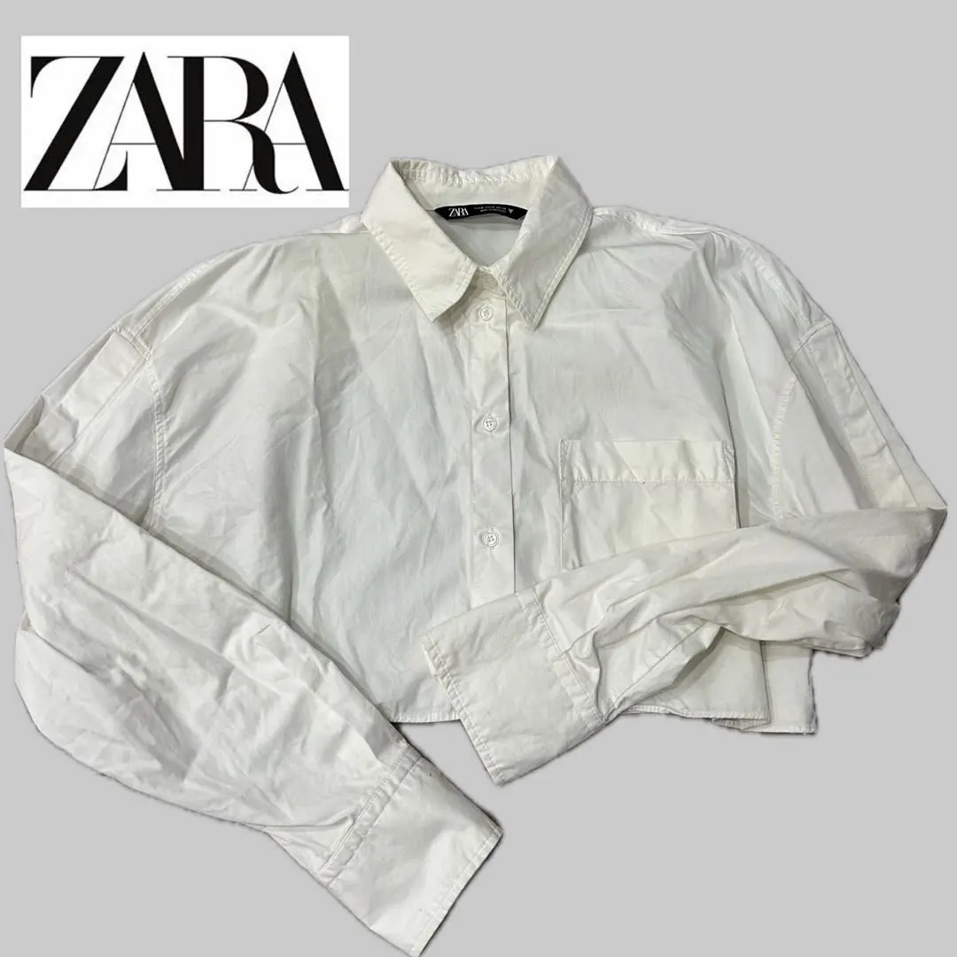 Thumbnail of ZARA White Cropped Shirt, Size M