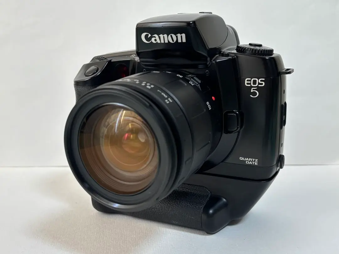 【完動品】Canon EOS5 縦位置グリップVG10付 フィルムカメラ Canon EOS5 QD ボディ VERTICAL GRIP VG10付 キヤノン（22238