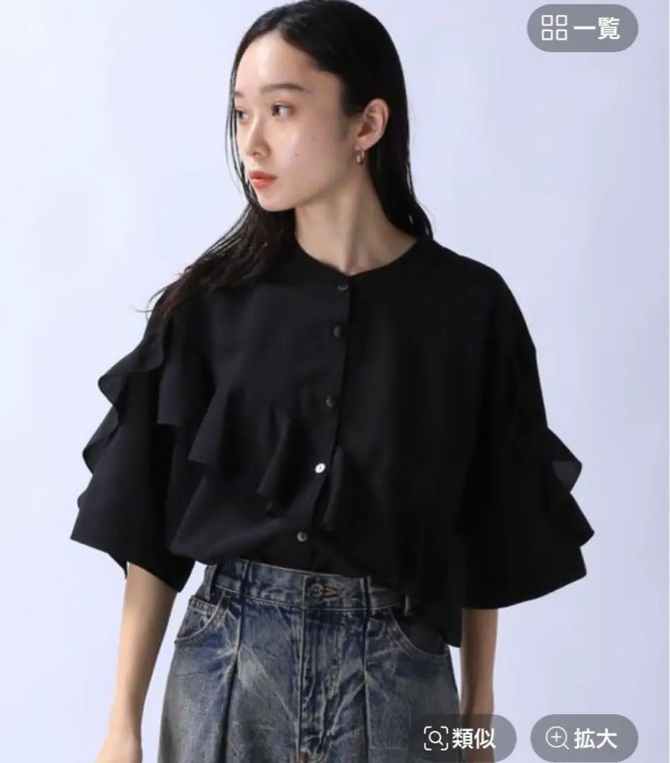 JEANASIS デニムフリルシャツ ブラック 新品タグ付き 楽天市場】【SALE／20%OFF】デニムフリルレギュラーシャツ