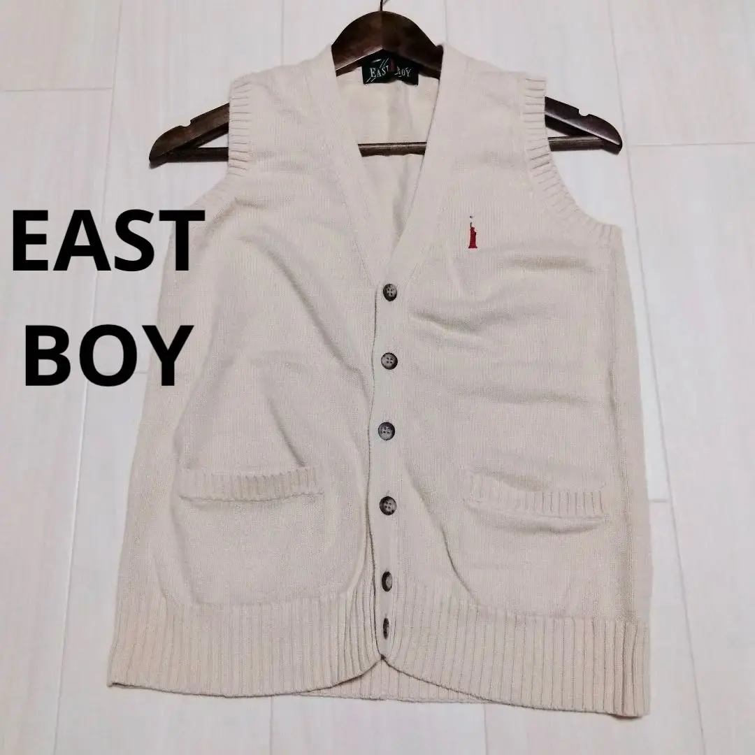 Thumbnail of EAST BOY V-neck cardigan vest, size 9, school vest, cream color