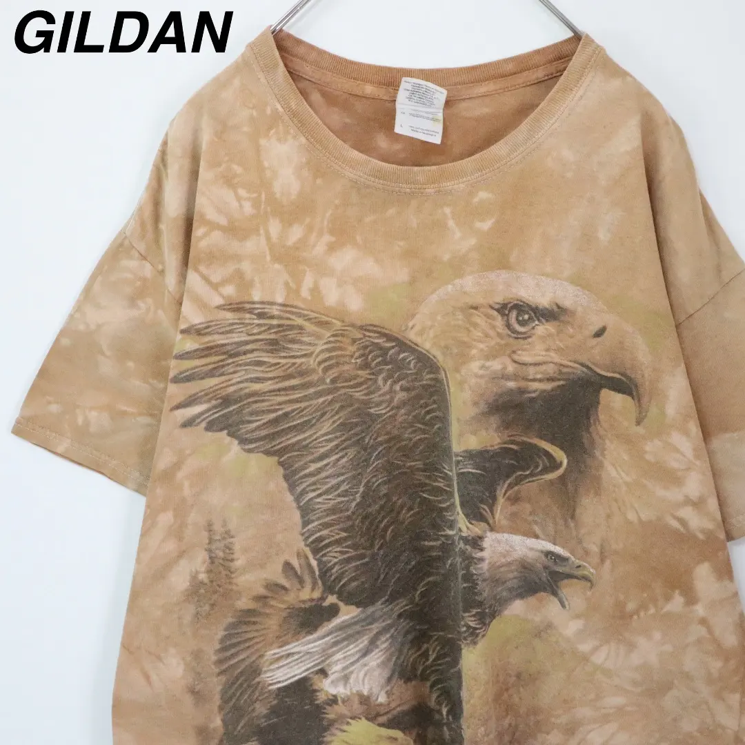Thumbnail of 【Eagle】Gildan T-shirt Animal Print Eagle Hawk Animal Tie-dye Pattern All-over Print