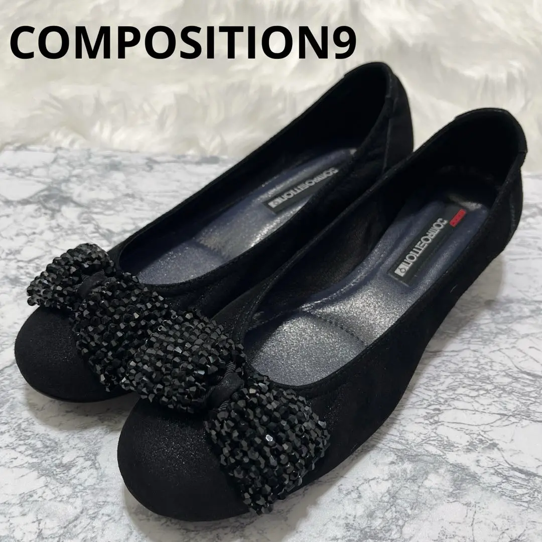 新品未使用 COMPOSITION9 ブラックリボンパンプス コンポジションナイン composition9 【大きいサイズ】リボン
