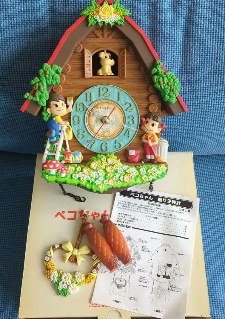 箱、取説付き　不二家 ペコちゃん 当選品 振り子時計 箱、取説付き不二家 ペコちゃん 当選品 振り子時計