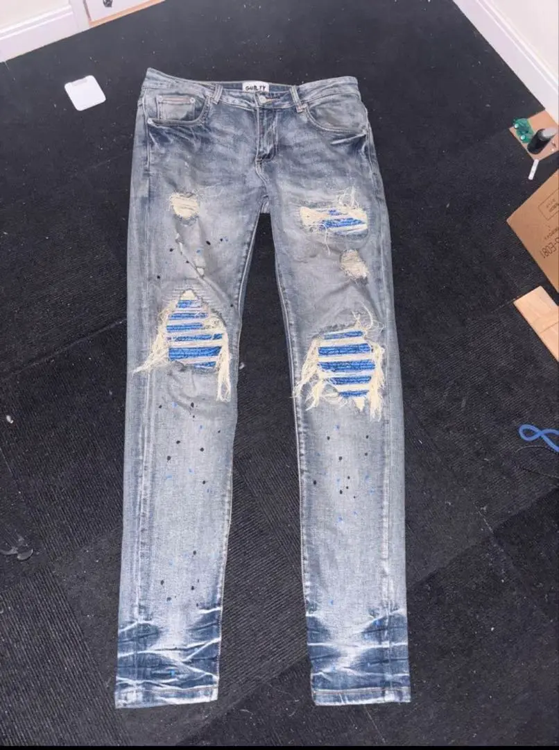 ☆GUILTY GUYS☆ ギルティーガイズ ダメージ ペイントブラックデニム GUILTY GUY＄ - Official Jeans - | GUILTY GUY$