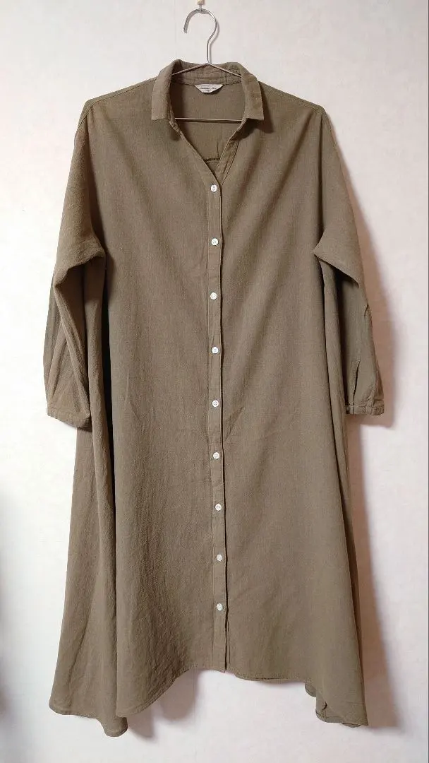 Thumbnail of Samansa Mos2 Cotton Linen Gauze Long Sleeve Dress (Khaki) SM2 Early Autumn Collection