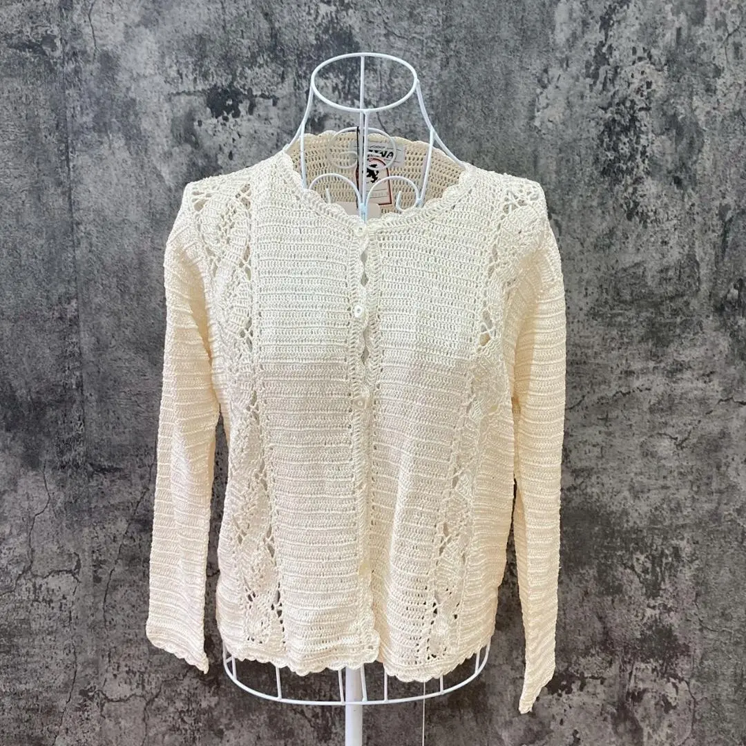 Thumbnail of Excellent condition ✨ EIWA / Eiwa 【L equivalent】 Lace knit cardigan, 100% rayon