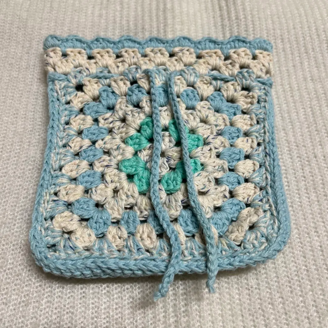 Thumbnail of Granny square drawstring bag, handmade, knitting, crochet