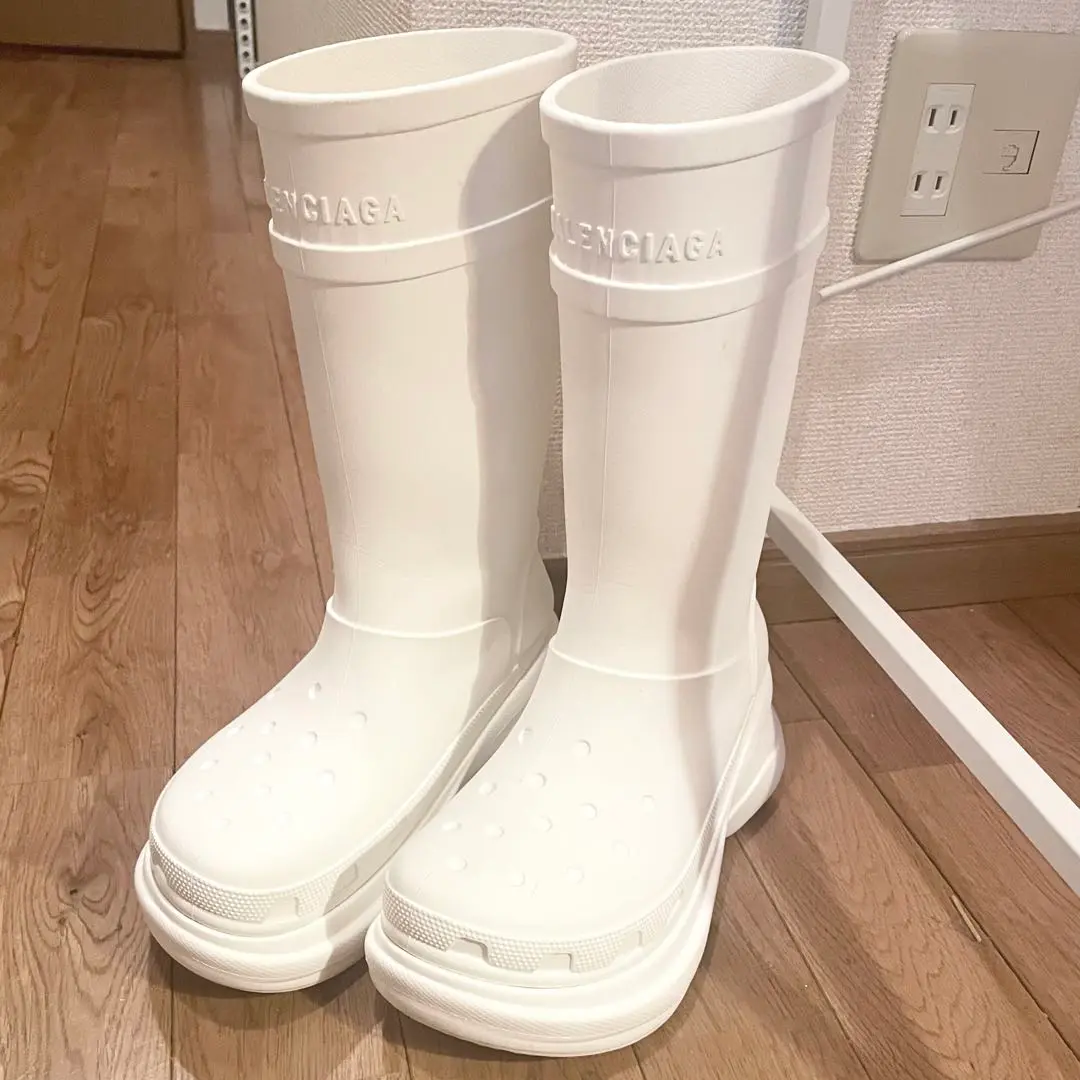 超美品 BALENCIAGA バレンシアガ クロックス レインブーツ グレー