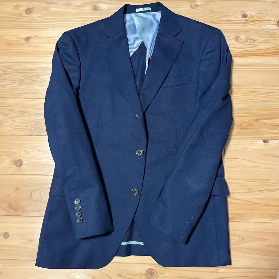 【美品】スーツセレクト　テーラードジャケット　ウール　ツイード　ネイビー　AB4 SUIT SELECT ジャケット テーラードジャケット 「SL」「秋冬」6