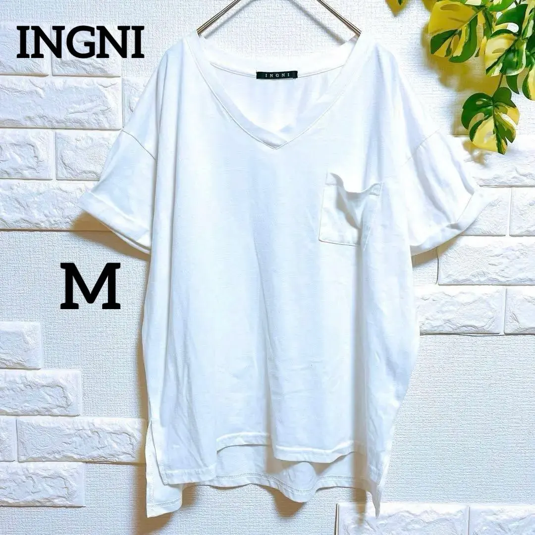 Thumbnail of INGNI White T-shirt Short Sleeve Excellent Condition M Plain Pocket Spring/Summer Versatile Casual