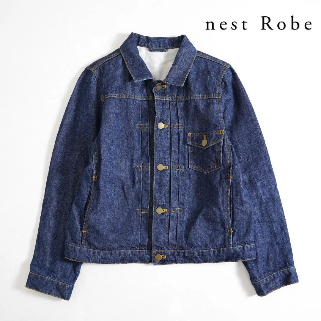 【nest Robe】ネストローブ 麻100% デニムジャケット Gジャン 濃紺 古着】ネストローブ / nest Robe リネンデニムジャケット 麻