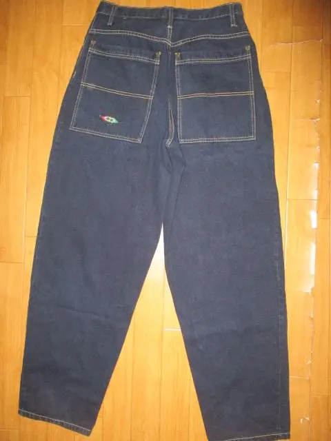 希少 90s クロスカラーズ ワイドデニム 1点モノ バギーパンツ ショーツ 金 90'S CROSS COLORS MULTI COLOR BAGGY DENIM PANTS（クロス