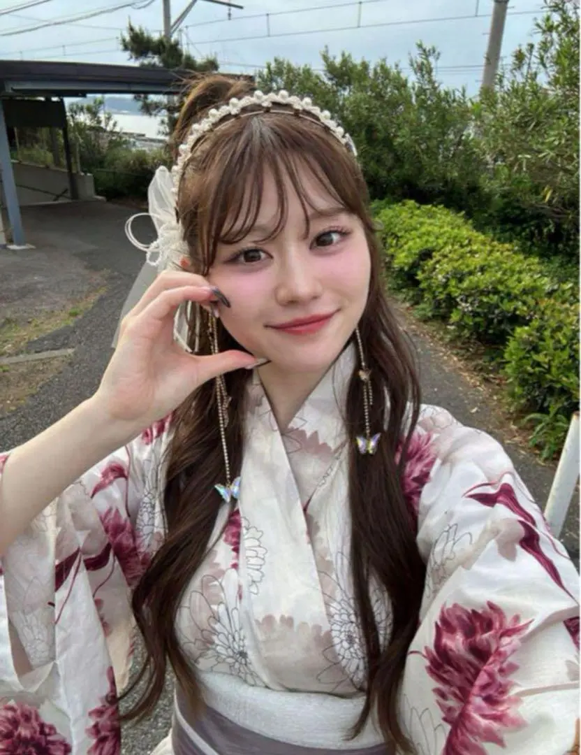 GRL 大麗花浴衣套裝[tu1496] + 亮片薄紗皺褶兵兒帶[km118] 的縮圖