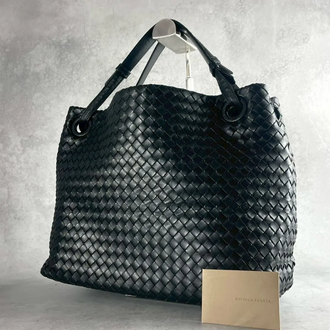 920 BOTTEGA VENETA Garda黑色編織手提包 的縮圖