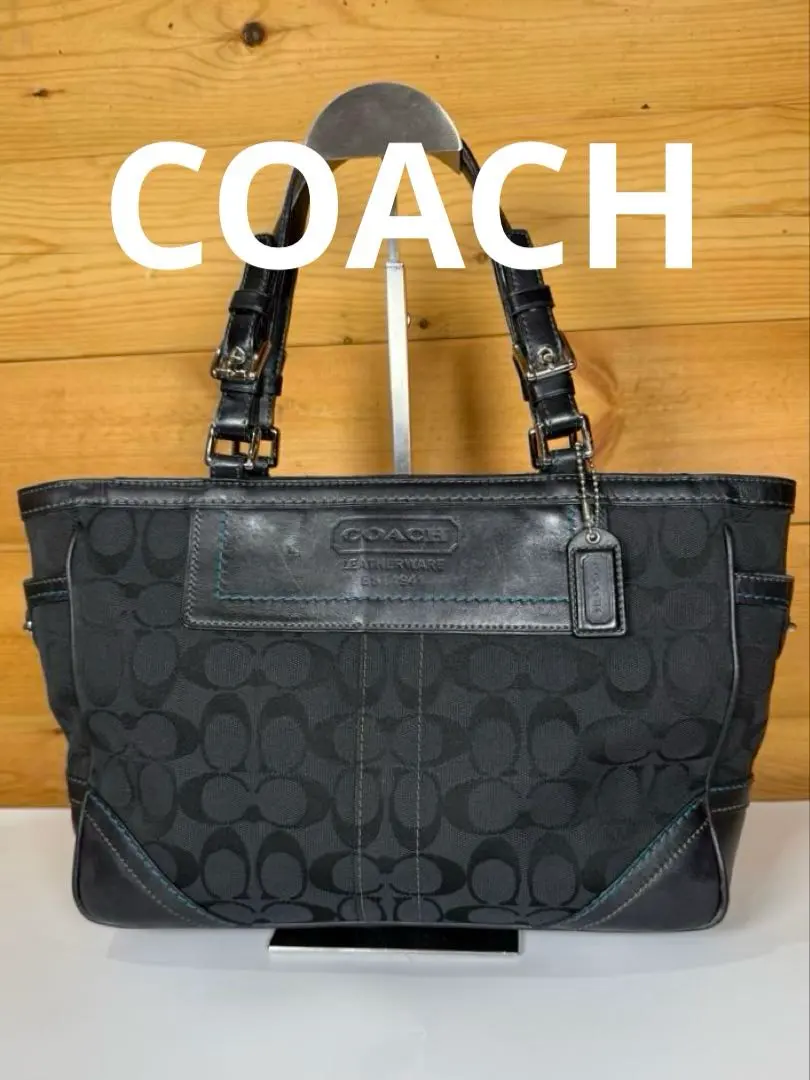 Thumbnail of COACH Signature Tote Bag Black Leather