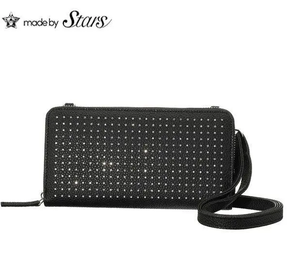 【メイドバイスターズ】ガラスビジュー多機能収納スマートウォレット ストラップ付 メイドバイスターズ】多機能収納/長財布 スマートウォレット