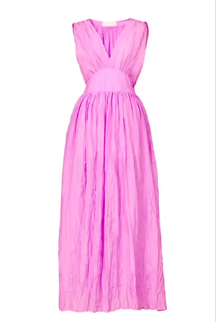 MYLAN クリンクルワンピース　サーモンピンク Crinkle Maxi Dress | Sahara – MYLAN ONLINE SHOP