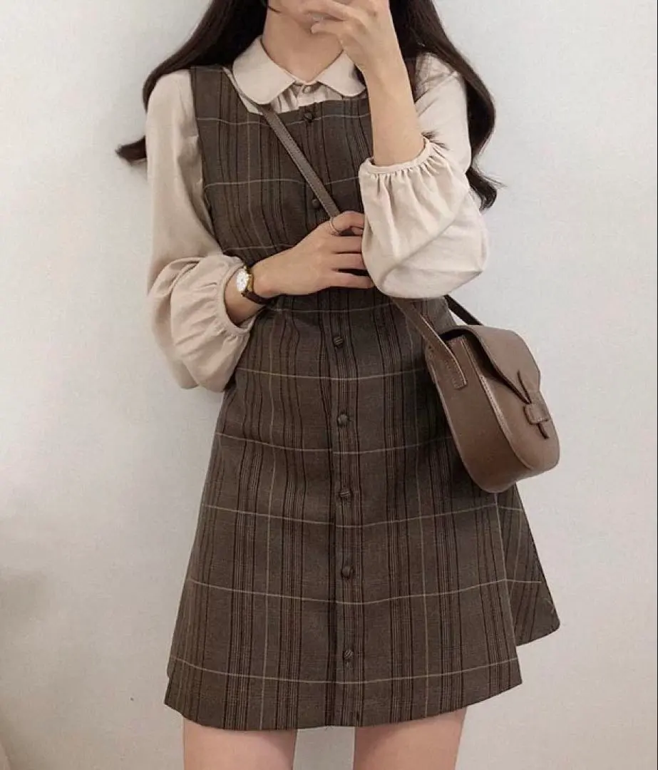 Thumbnail of Cute plaid mini dress, perfect for autumn/winter date outfits