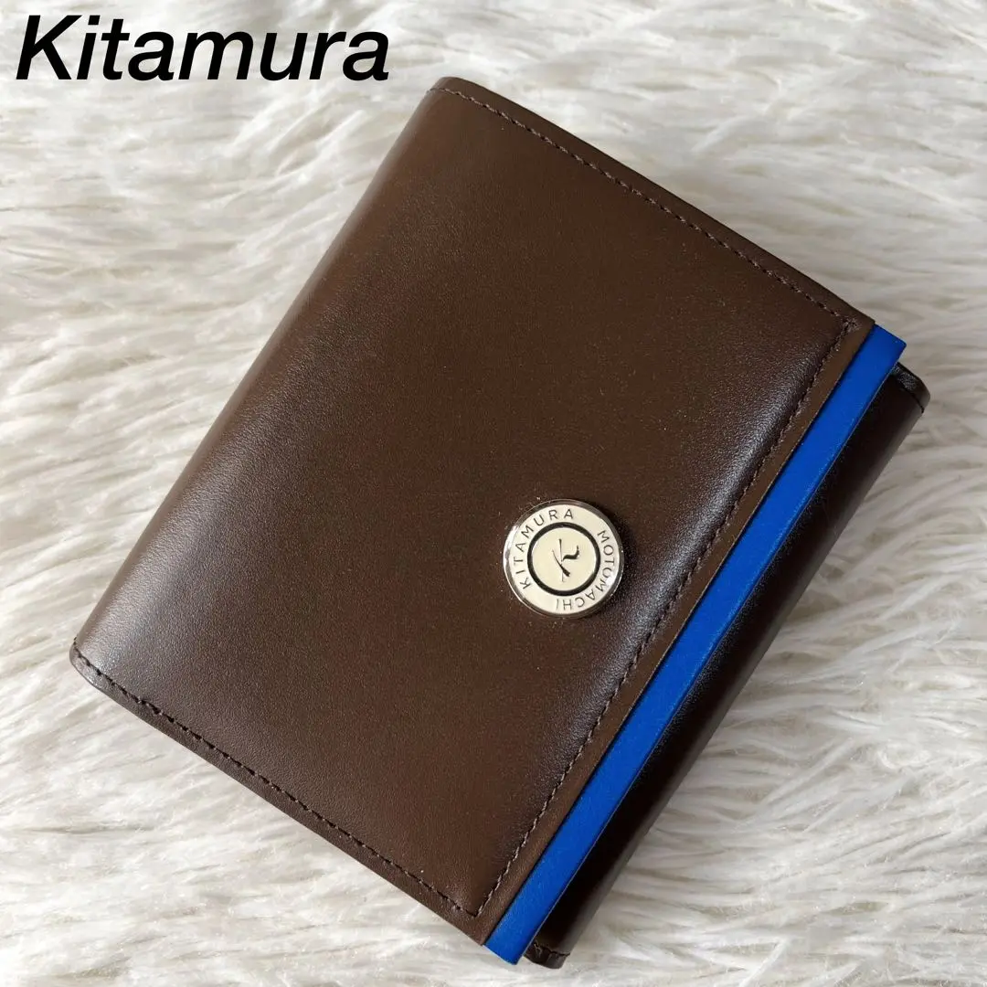 未使用】KITAMURA 2つ折りレザーウォレット ベージュピンク