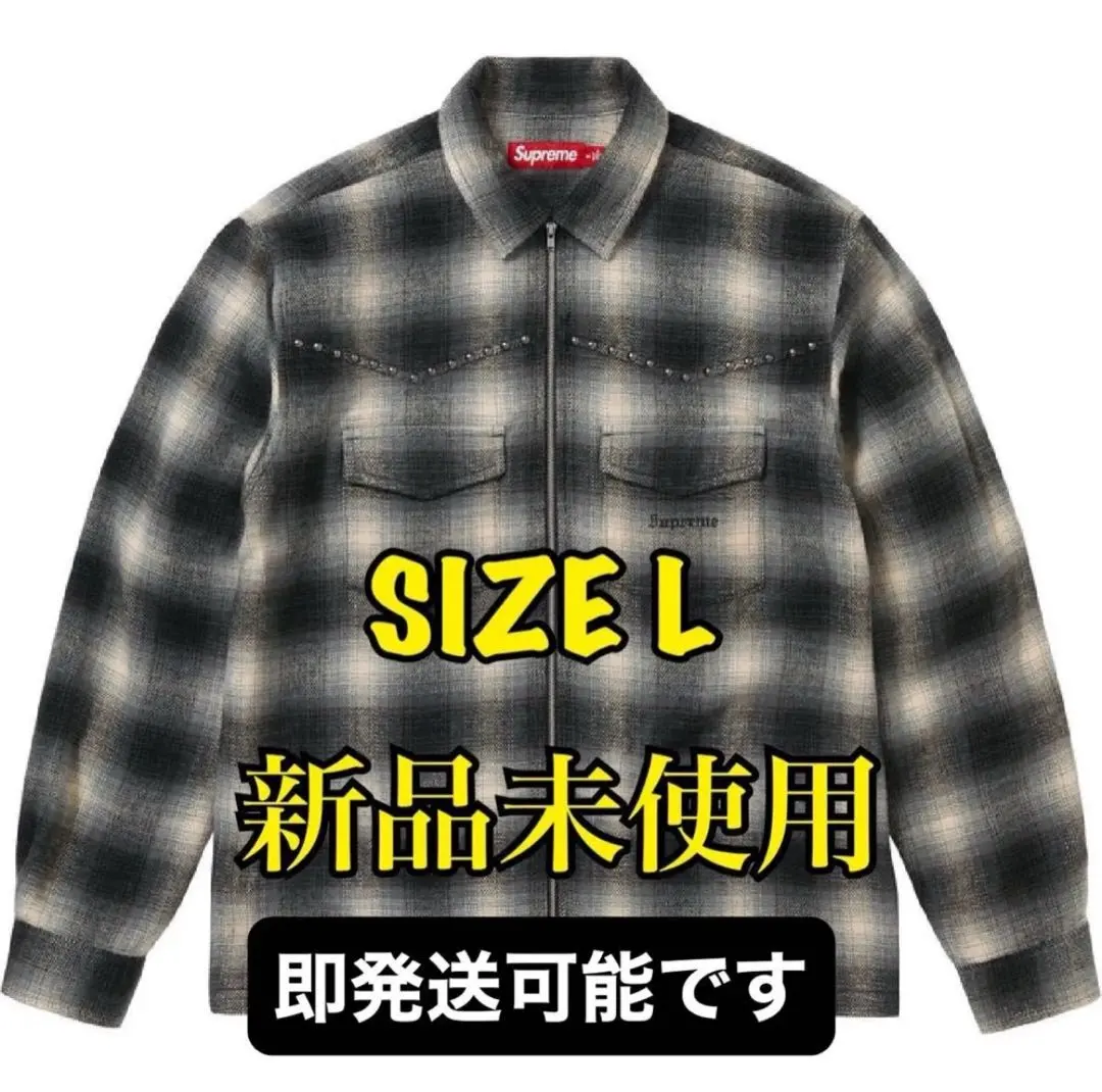 Supreme 鉚釘格紋拉鍊襯衫 L 的縮圖
