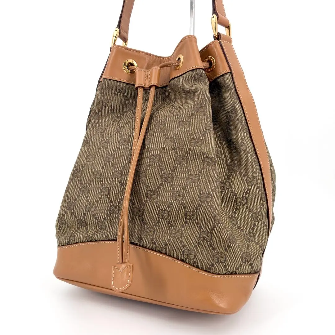 ✅激レア✨オールドグッチ✨珍しいスカーフ柄*キルティング巾着ショルダーバッグ✨ ✓激レア✨オールドグッチ✨珍しいスカーフ柄*キルティング巾着