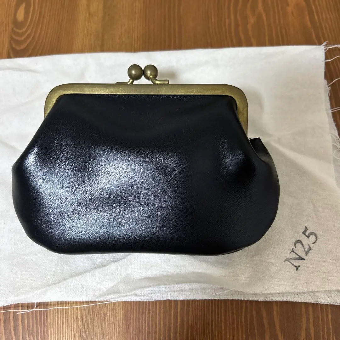 ⭐️美品⭐️N25 がま口財布 コインケース 真鍮 コンパクトウォレット 黒 レザー ⭐️美品⭐️N25 がま口財布 コインケース 真鍮 コンパクト