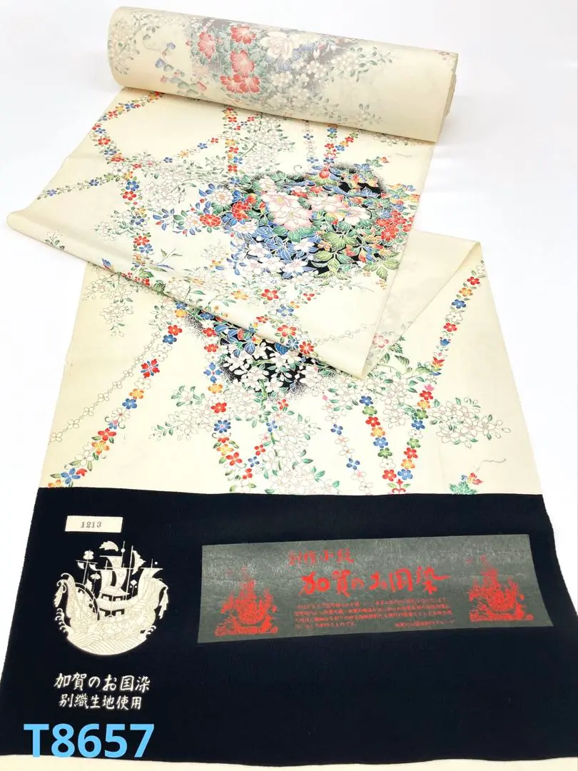 Thumbnail of Komono (small pattern) Kaga's local dye, flowers, all-over pattern, silk fabric