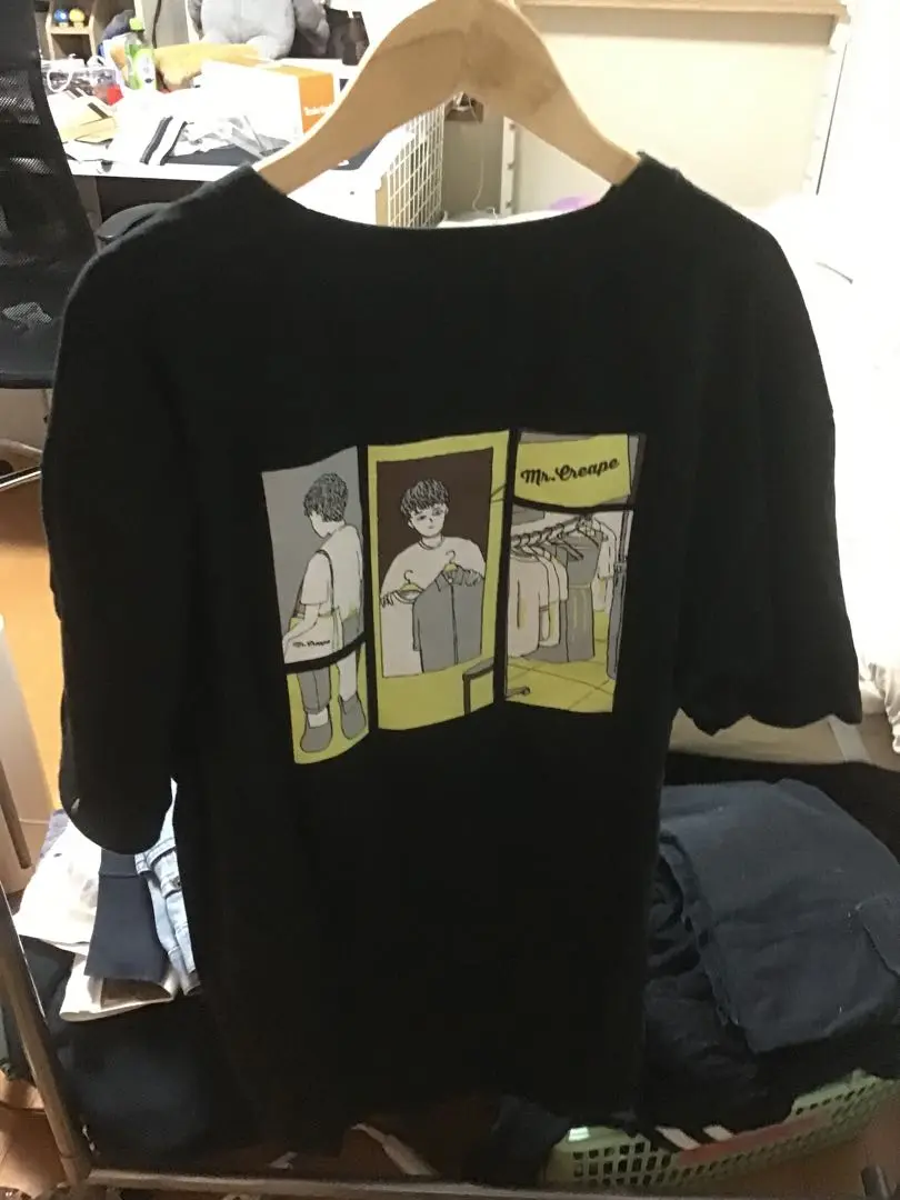Mr.creape 短丈ロールアップデニムジャケット【BLACK】M新品未使用 Mr.creape 短丈ロールアップデニムジャケット【BLACK】M新品未使用