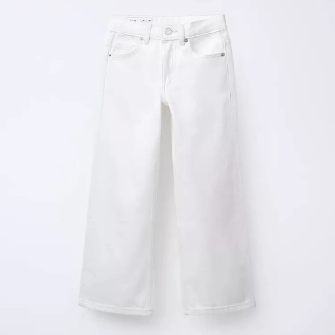 Thumbnail of Excellent condition ZARA white wide leg denim jeans, size 38