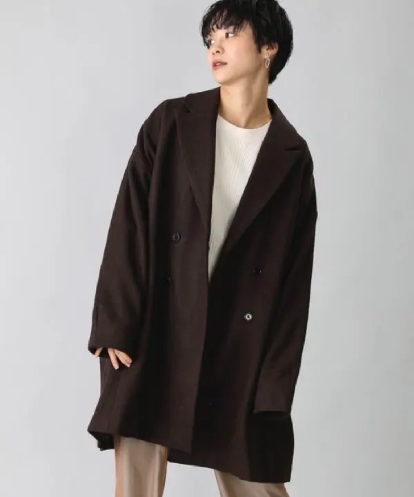 美品　BASIS BROEK EGG WOOL DOUBLE COAT Lサイズ BASISBROEK (バージズブルック) EGG / #MEN