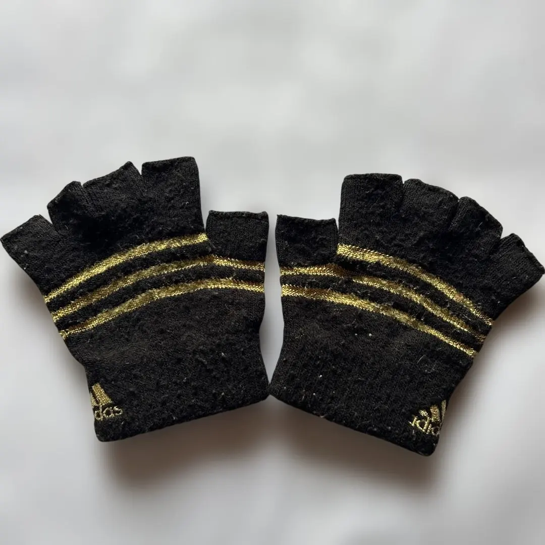 adidas 半指手套 黑色/金色 的縮圖