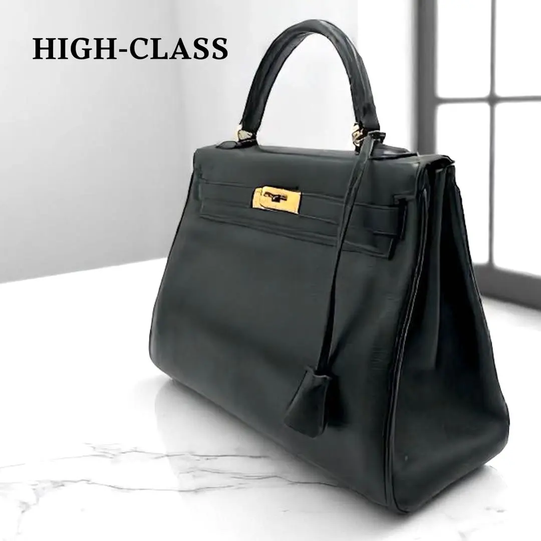 H51 HIGH CLASS ハイクラス　ハンドバッグ　レザー　鍵付き　美品 美品✨HIGH CLASS ハイクラス ハンドバッグ ヘンリー レザー 黒